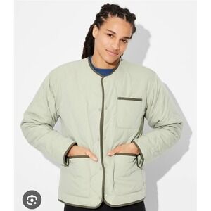 Original Use NWT Medium Quilted Jacket Green‎ Collarless Snap Front Puffer Coat